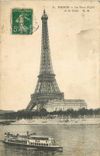 CPA Paris La Tour Eiffel et la Seine Bateau