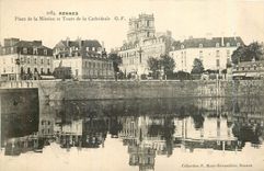 CPA Rennes Place de la Mission et Tours de la cathedrale 