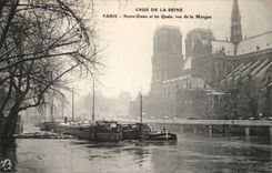 Raw CPA of the Seine Paris Notre Dame and the quays seen of the Mortuary