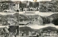 CPA La Bourboule de G a D Les Ponts sur la Dordogne Le Jet d'Eau Vue generale Les Anes Les Ponts et 