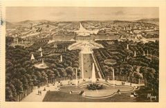 CPA Les Petits Tableaux de Versailles Le Chateau et les Jardins de Versailles vus a vol d'oiseau 