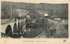 CPA Arcy sur Cure Ponts et Tunnels Train