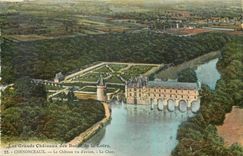 CPA Les Grands Chateaux des Bords de la Loire Chenonceaux Le Chateau vu d'avion le Cher 