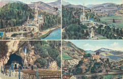 CPA Lourdes La Basilique La Grotte et le Chateau Fort 