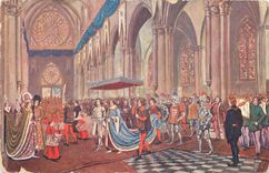 CPA Apres la ceremonie du sacre de Charles VII dans la cathedrale de Reims