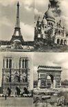 CPA Paris et ses Merveilles La Tour Eiffel la basilique du Sacre Coeur de Montmartre la cathedrale N