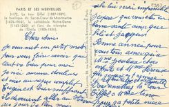 CPA Paris et ses Merveilles La Tour Eiffel la basilique du Sacre Coeur de Montmartre la cathedrale N