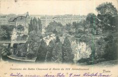 CPA Panorama des Buttes Chaumont et Mairie du XIX Arrondissement 