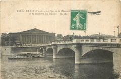 CPA Paris le Pont de la Concorde et la Chambre des Deputes Avion Aviation