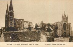 CPA Reims l'eglise Saint Remi apres la guerre Militaria