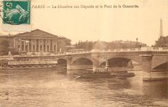 CPA Paris La Chambre des Deputes et le Pont de la Concorde Tour Eiffel Bateau