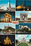 CPM Les Merveilles de Paris La Tour Eiffel L'arc de Triomphe de l'Etoile La Cathedrale Notre Dame La