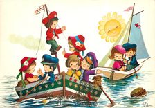 CPM Enfants Bateau
