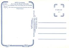 CPM Metz Lorraine Sur l'une des iles de la Moselle Le Temple Neuf et la Place de la Comedie 