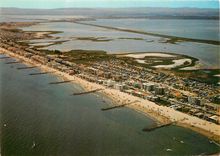 CPM Palavas les Flots Herault Vue aerienne sur la route de Carnon a droite le Camping 