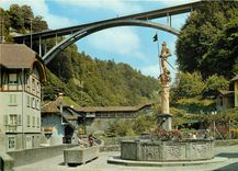 CPM Fribourg Fontaine de la Fidelite et Pont du Gotteron 