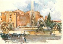 CPM Rome Place de la Republique et Fontaine des Nvindes 