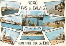 CPM Nord Pas de Calais Promenade sur La Cote Le Touquet Boulogne Calais Dunkerque Bray Dunes Berck P