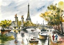 CPM Paris Pont Alexanddre III et la Tour Eiffel