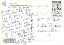 CPM Le Mont Dore la grande Cascade descnedant des plateaux Dubize (Haut de Chute 40 m)