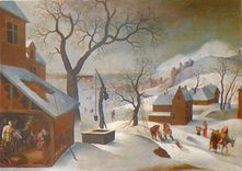 CPM Chapelle N D de Montfaucon d'Abel Grimer Ecole flamande XVIe s Janv la neige