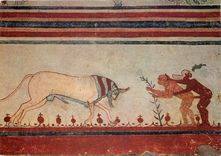 CPM Tarquina necropoli Tombeau des taureaux detail