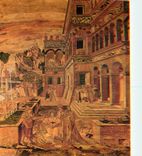 CPM Parugia Basilica Di san Pietro Moise sauve des eaux detail de la porte marquetee