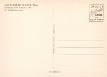 CPM Bernkastel Kues Mosel Markokatz mit Rathaus und St Michaelsbrunnen