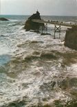 CPM Biarritz Tempete au Rocher de la vierge 