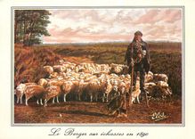 CPM Landes Vieille Gravure de 1890 le berger sur echasses gardant les Moutons 