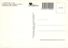 CPM Ascain Pyr Atl L'entree du village l'eglise du XVIIele Restaurant des Chasseurs 