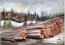 CPM Les grumes a Pont de la Chaux Illustration de Pierre duc 