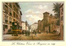 CPM Bayonne Vieilles Gravures du 18e siecle Au fond la cathedrale de Bayonne  