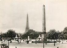 CPM Paris en Flanant L'Obelisque de la Place de la Concorde Au fond la Tour Eiffel 