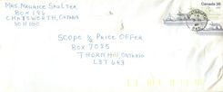 Entier Postal Postal Stationary Canada Bateaux Bateau Chatsworth