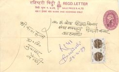 Entier Postal Postal Stationary Nepal Fleurs 