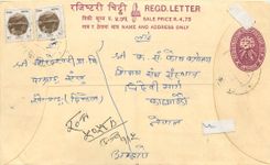 Entier Postal Postal Stationary Nepal Fleurs 