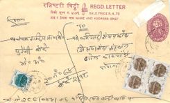 Entier Postal Postal Stationary Nepal Fleurs 