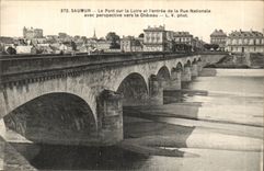 Saumur CPA the bridge on the Loire and Entering of the National street with prospect towards the castle