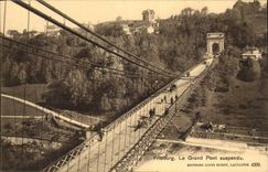 Switzerland Freiburg CPA the large suspended bridge