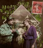 CPA Fantasy Woman Happy New Year (militaria military)