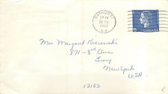 Postal stationary Canada 5c Bathurst for New York 1965