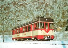 CPM Automotrice Be 4 4 nO3 de la Cie Yverdon Ste Croix dans la foret aux environs de Baulmes