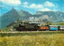 CPM Switzerland Train touristique a vapeur devant Gruyeres