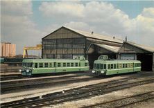 CPM Les autorails de commandement X 3896 et 3900 au depot de Noisy le Sec