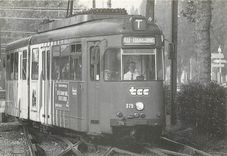 CPM Gros plan sur le Mongy Tramway articule Duwag 375 Station Brossolette a Marc en Baroeul