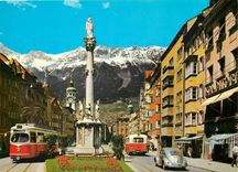 CPM Innsbruck Maria Theresia Street with the statue of St Anne 