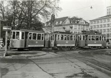 CPM verein tram-museum zuerich Zug der Linie 11 bei der Walchebruecke um 1950