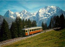 CPM Bahn Gruetschalp-Muerren mit Eiger  Moench und Jungfrau