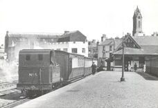 CPM Engine No.5 "Mona" built in 1874 with a train for St. Johns at Peel. 17th. August 1959